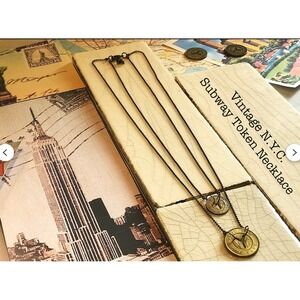 1950's & 1970's NYC Subway Token Double-Strand Necklace| Boho Layering